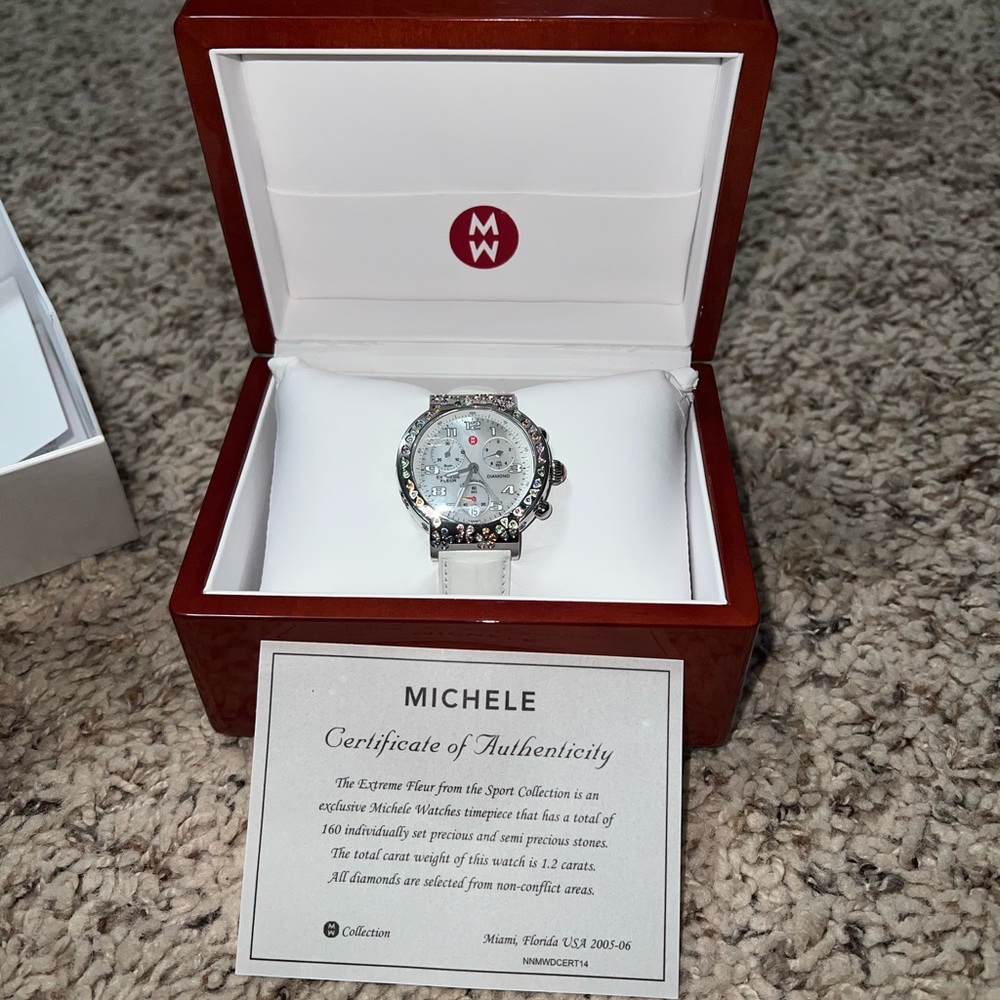 Michele Watch - Brand new with tags - letter of authenticity, never worn, in box